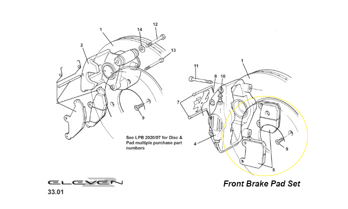 Lotus Performance Front Brake Pad Set (Lead Free)-Eleven, 340R, Elise, Esprit, Europa, Exige- B117J0084S
