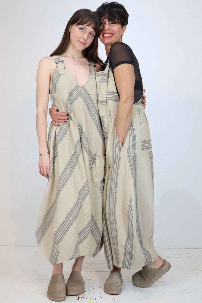 Lurdes Bergada Linen Striped Dress U26 260