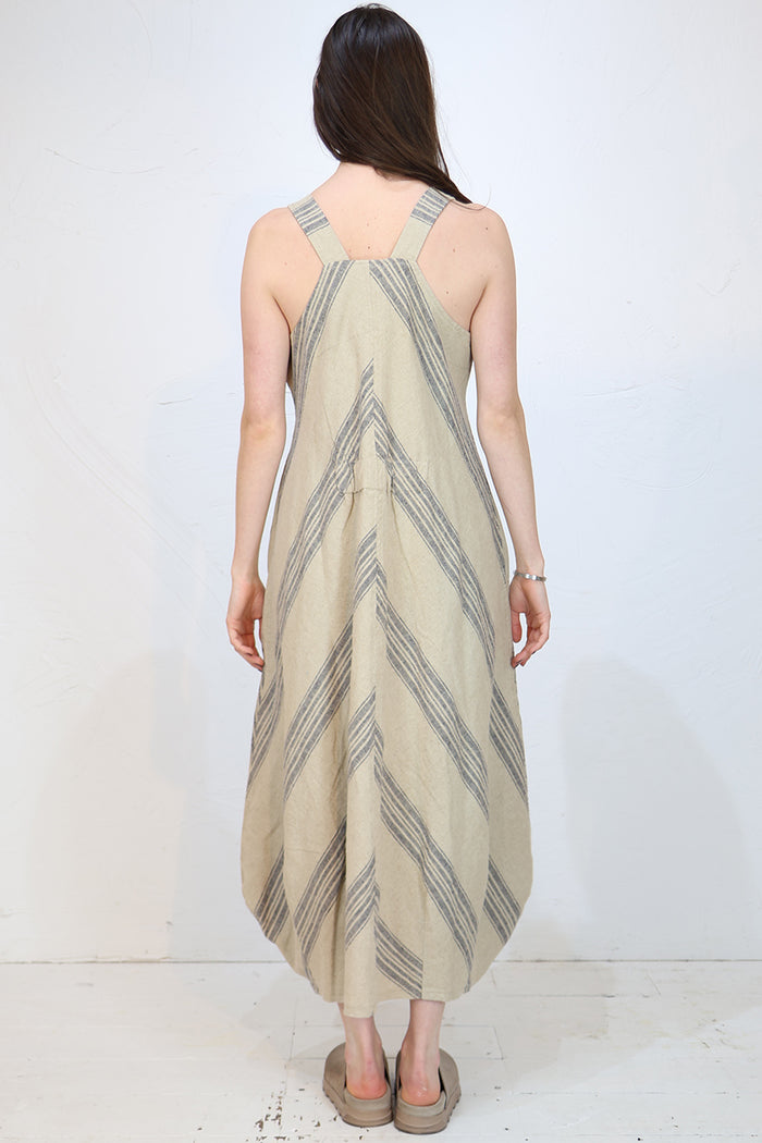 Lurdes Bergada Linen Striped Dress U26 260