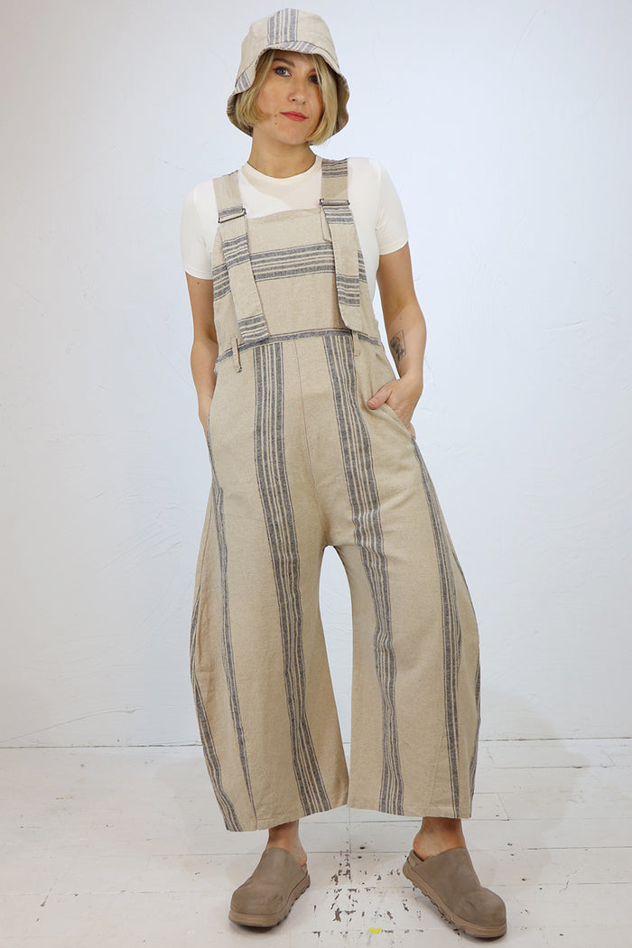 Lurdes Bergada Linen Striped Overalls U26 240