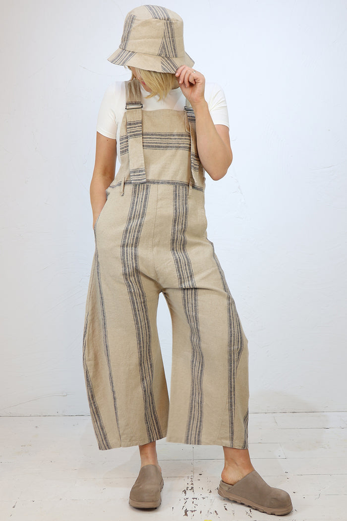 Lurdes Bergada Linen Striped Overalls U26 240