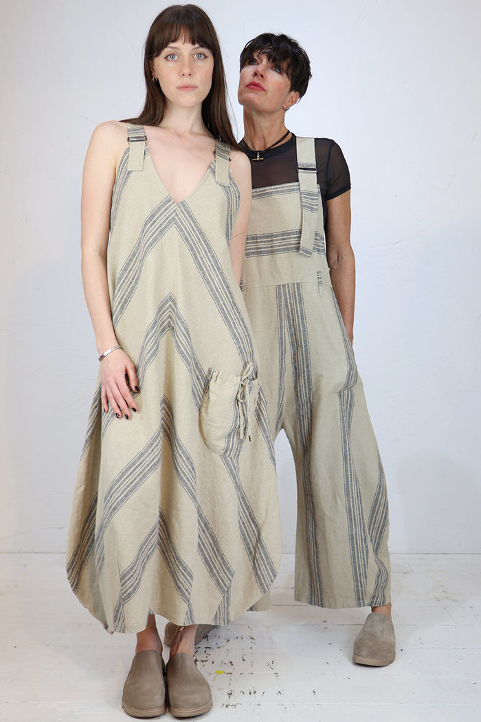 Lurdes Bergada Linen Striped Overalls U26 240