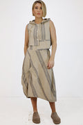 Lurdes Bergada Linen Striped Skirt U26 250