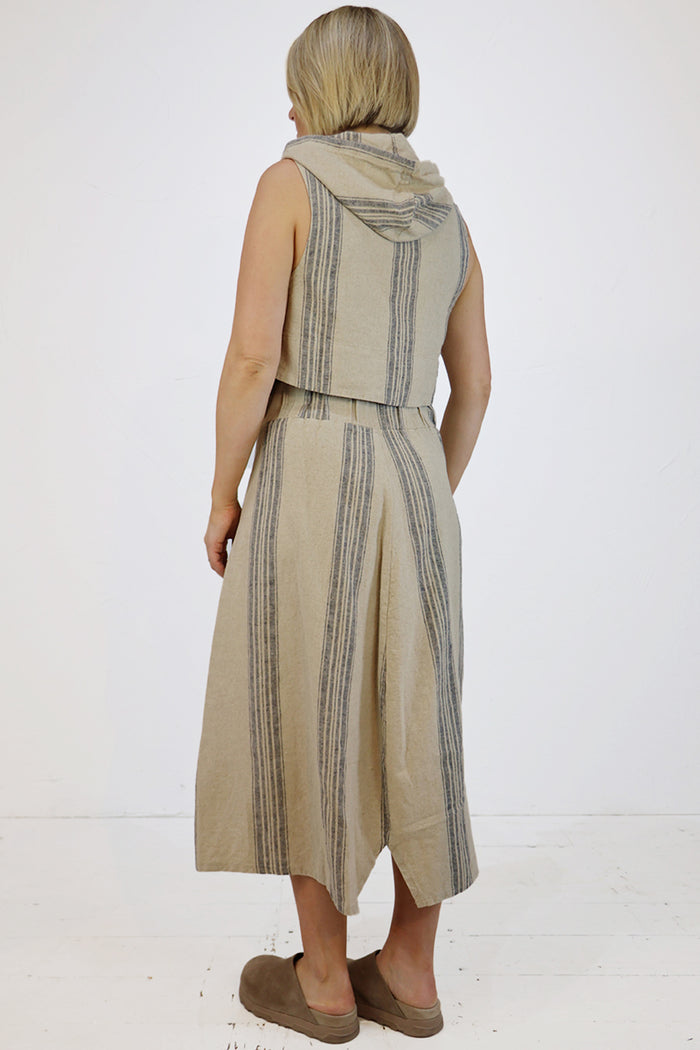 Lurdes Bergada Linen Striped Skirt U26 250