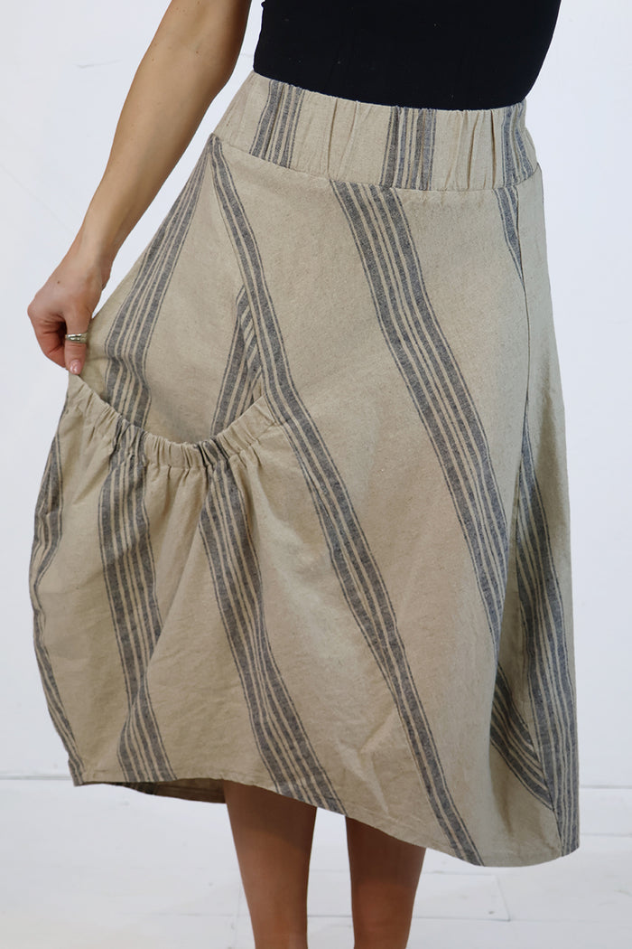 Lurdes Bergada Linen Striped Skirt U26 250