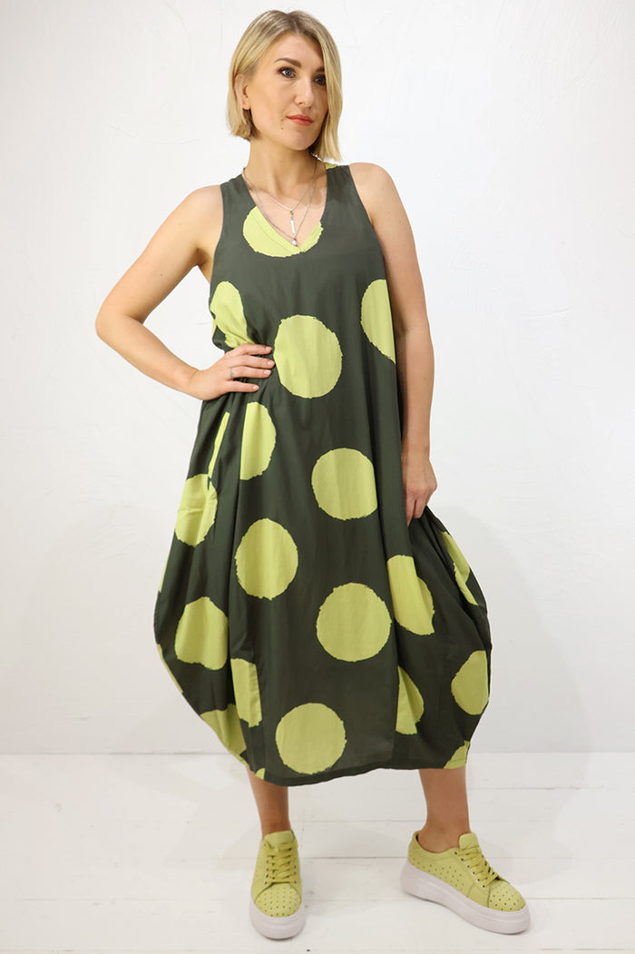 Lurdes Bergada Spotty Dress U26-380 in Green