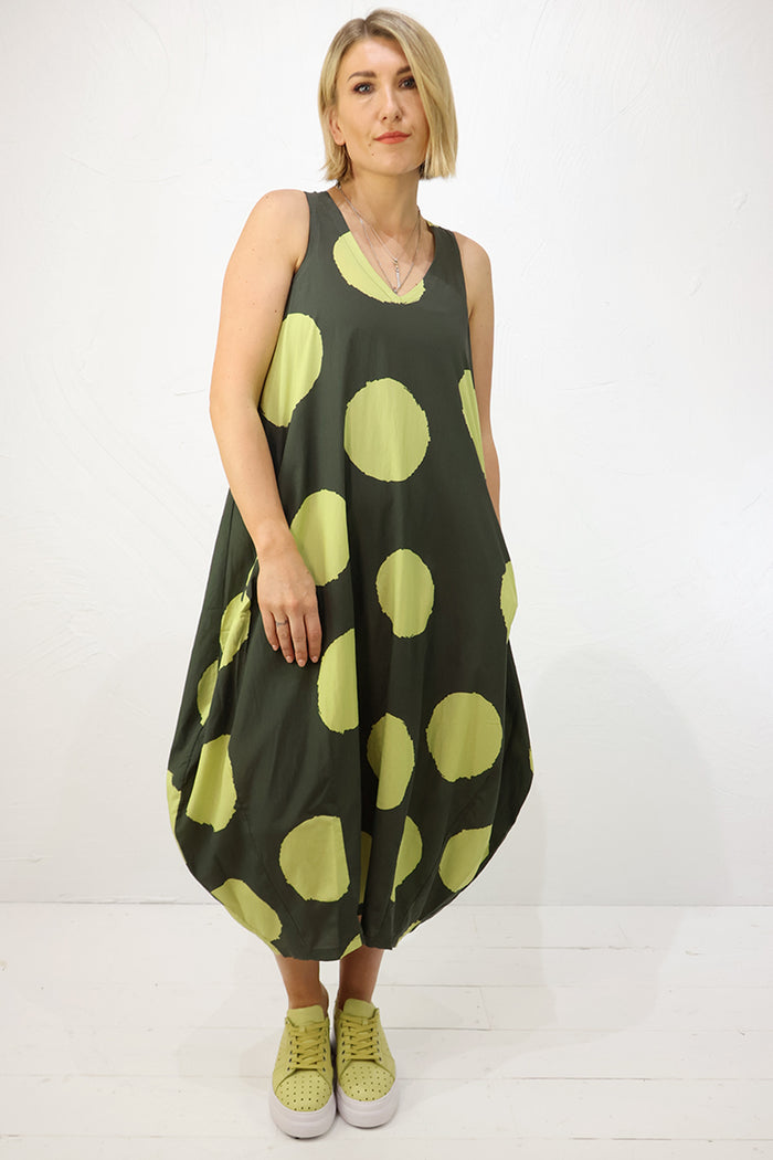 Lurdes Bergada Spotty Dress U26-380 in Green