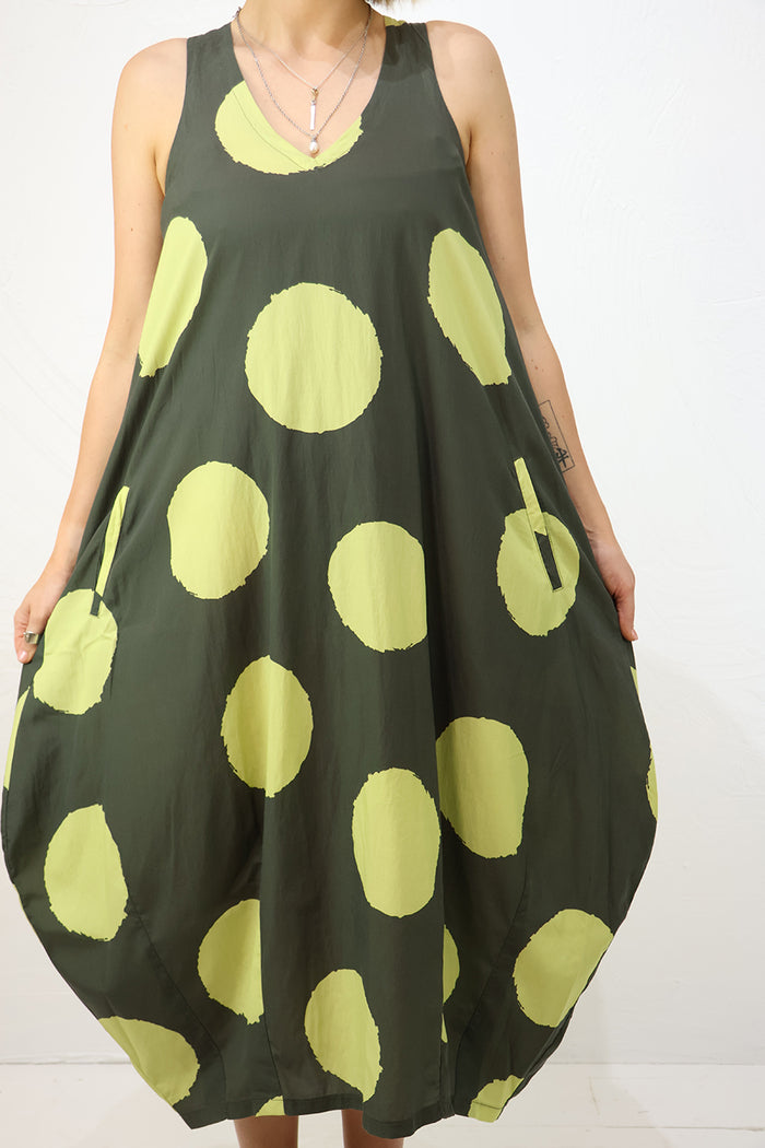 Lurdes Bergada Spotty Dress U26-380 in Green