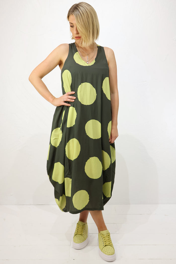 Lurdes Bergada Spotty Dress U26-380 in Green