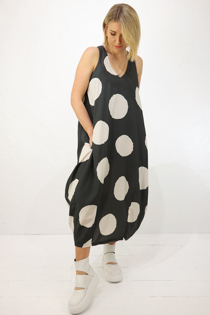 Lurdes Bergada Spotty Dress U26-380 in Grey