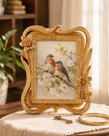 Gold floral decorative photo frame front view – The Decor Kart
