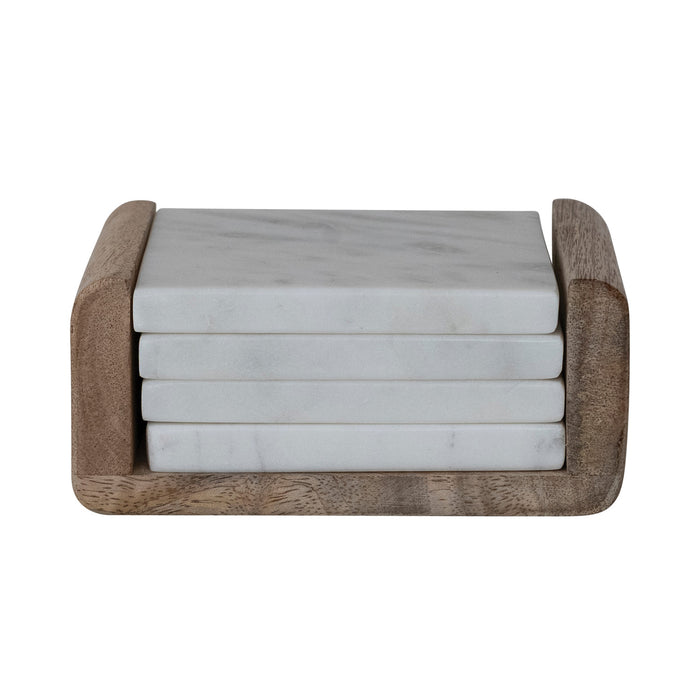Marble Coasters w/ Mango Wood Holder