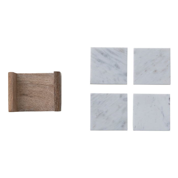 Marble Coasters w/ Mango Wood Holder