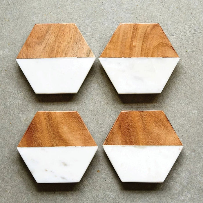 Marble/Wood Hexagon Coasters
