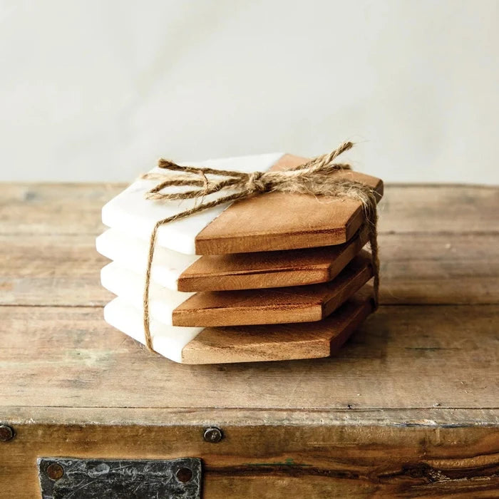 Marble/Wood Hexagon Coasters