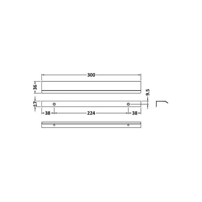 Matt Black 300mm Finger Pull Handle