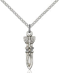 Menorah, Star & Fish medal 00611, Sterling Silver