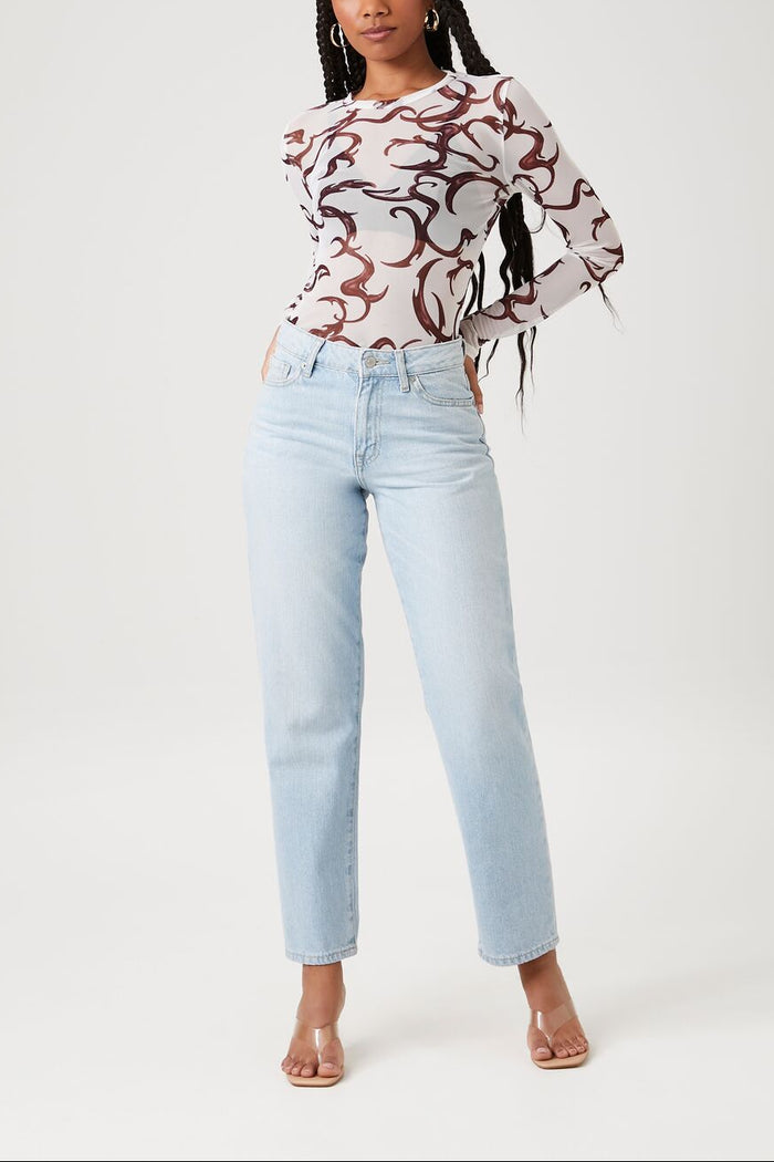Mesh Abstract Print Top