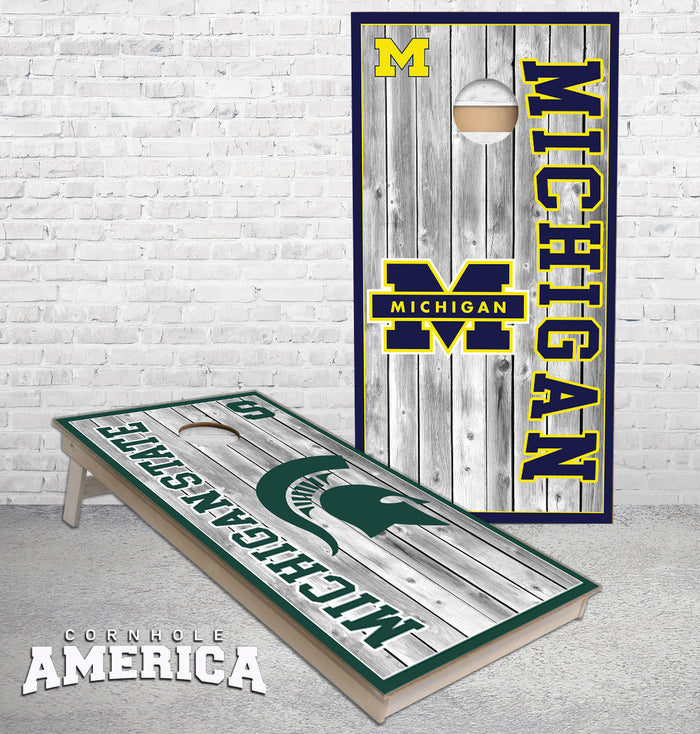 Michigan and MSU Large Horizontal Text Cornhole Boards