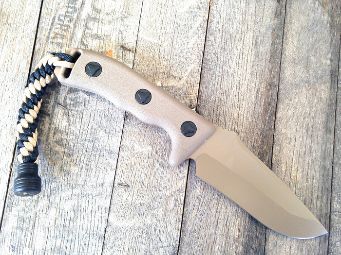 Microtech Currahee Drop Point Fixed Blade (4.5" Tan Plain) 102-1TA - GearBarrel.com