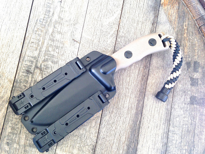 Microtech Currahee Drop Point Fixed Blade (4.5" Tan Serrated) 102-2TA - GearBarrel.com