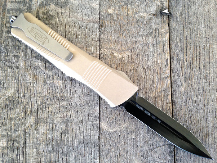 Microtech Troodon D/E OTF  (3" Satin Full Serr) 138-3TA - GearBarrel.com