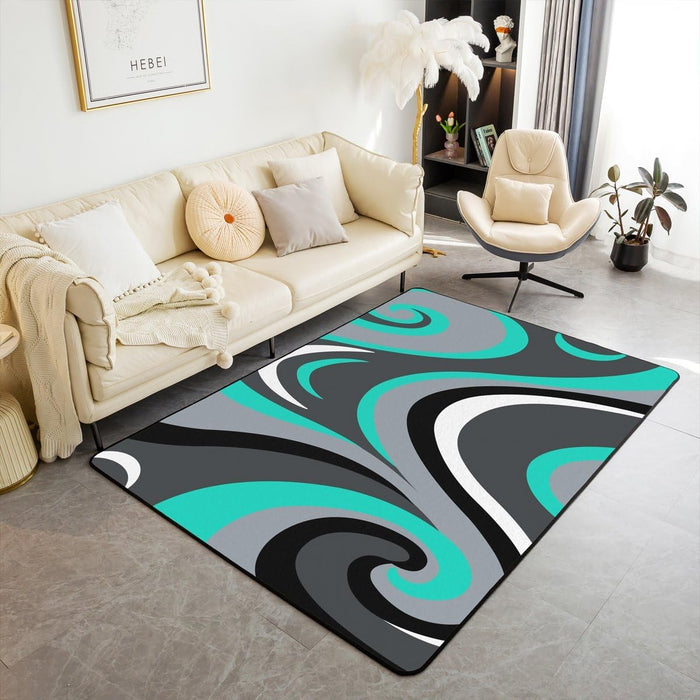 Modern Abstract Swirls Geometric Area Rug