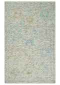Hand Knotted Contemporary Ivory and Blue Rug Made with Blended Wool 5x8, 8x10 and 9x12 | UL36 - The Rug Decor