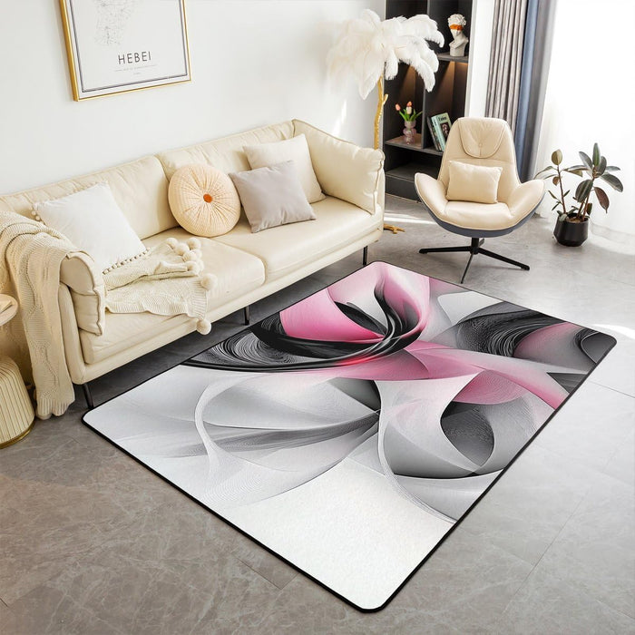 Modern Geometric Abstract Pink Area Rug