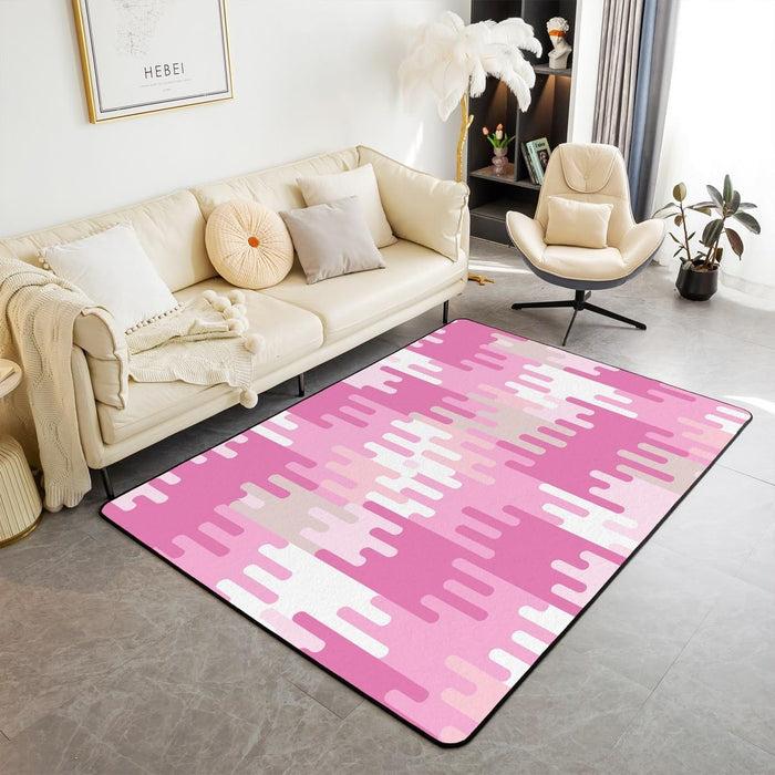 Modern Grey White Abstract Striped Area Rug