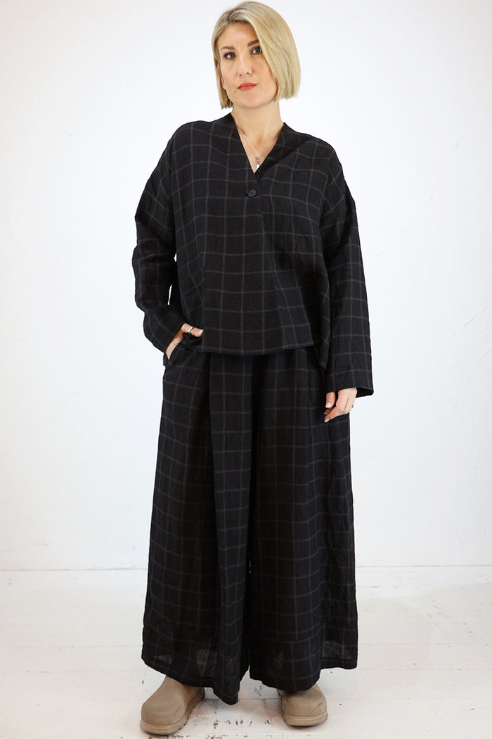 Neirami Wide Linen Trousers in 'Ardesia' P204LN