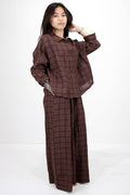 neirami brown check linen suit