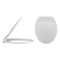 Nuie Standard Soft Close white thermoplastic toilet seat with quick-release function and top-fixing hinges, suitable for standard round toilets.