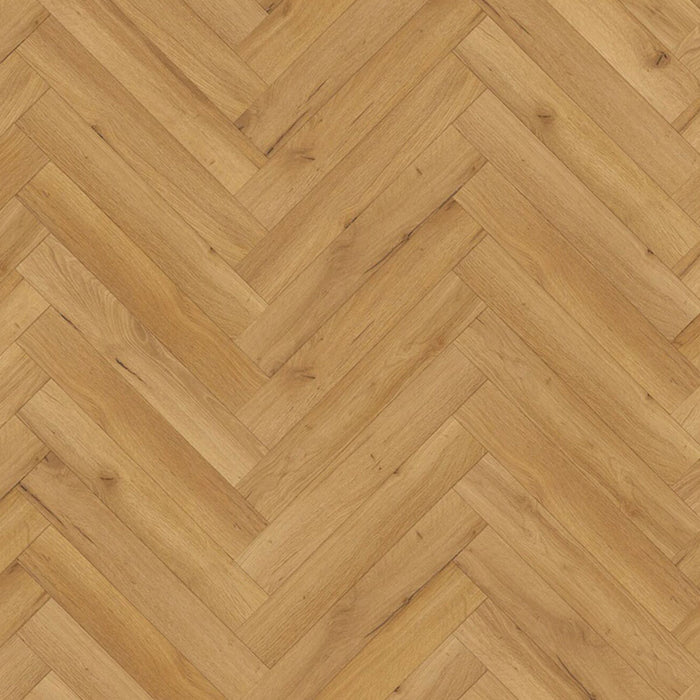 Oak Natural Robust Herringbone 600mm x 100mm x 12mm Laminate Wooden Flooring - 1.92sqm Per Pack
