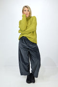 O'MER Yellow/Green High-Neck Pullover