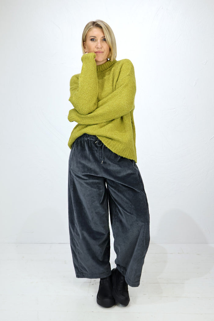 O'MER Yellow/Green High-Neck Pullover