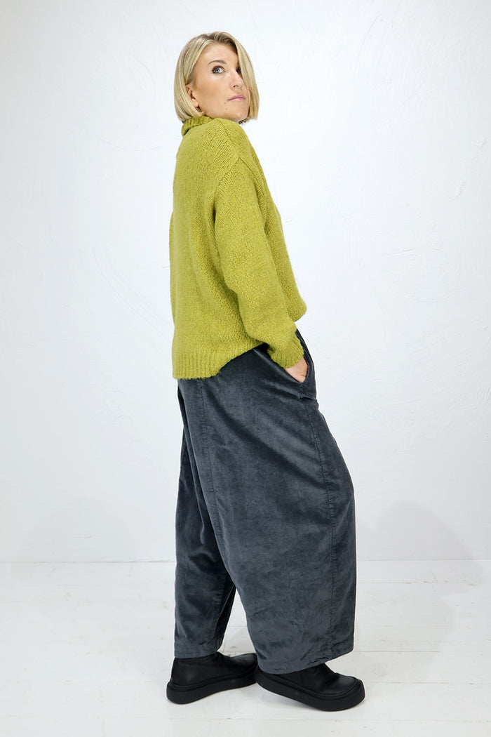 O'MER Yellow/Green High-Neck Pullover