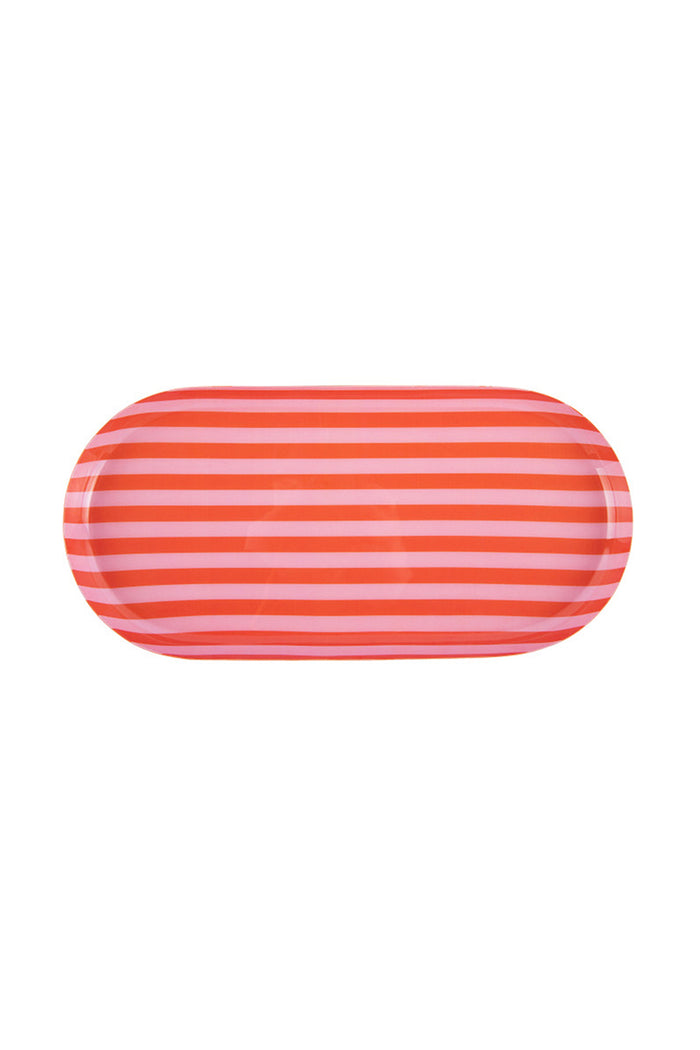 Orange + Pink Striped Summer Tray - Large