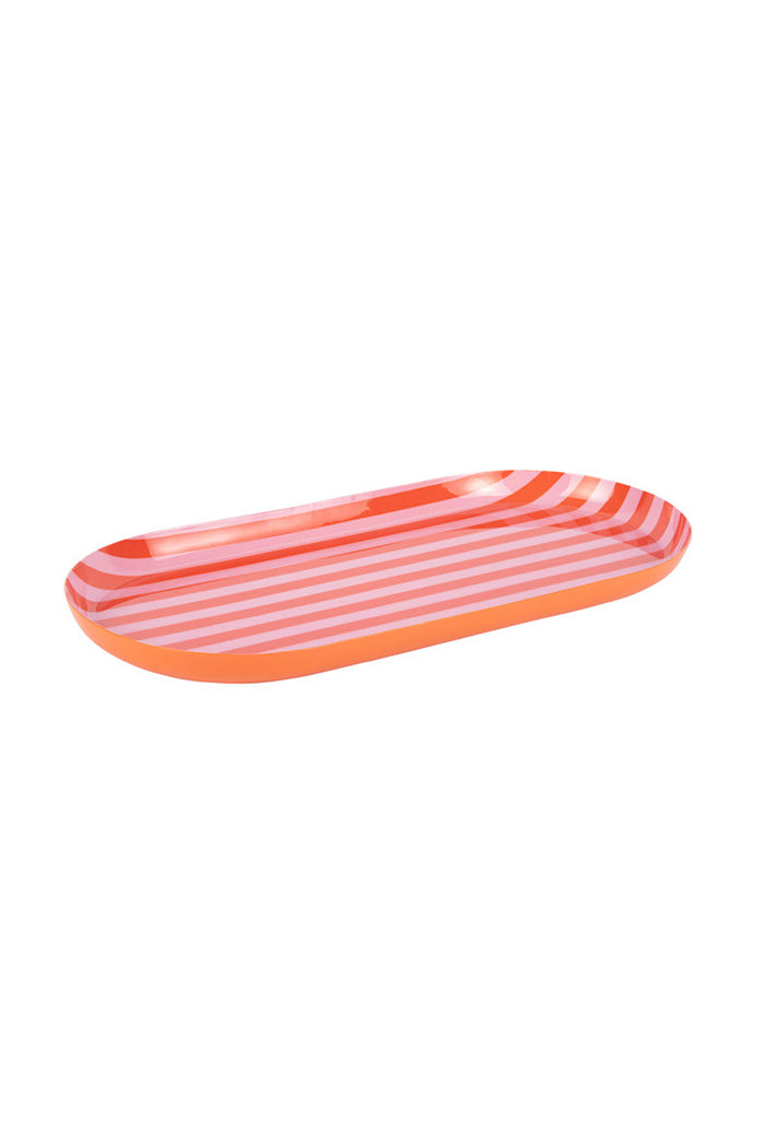 Orange + Pink Striped Summer Tray - Large