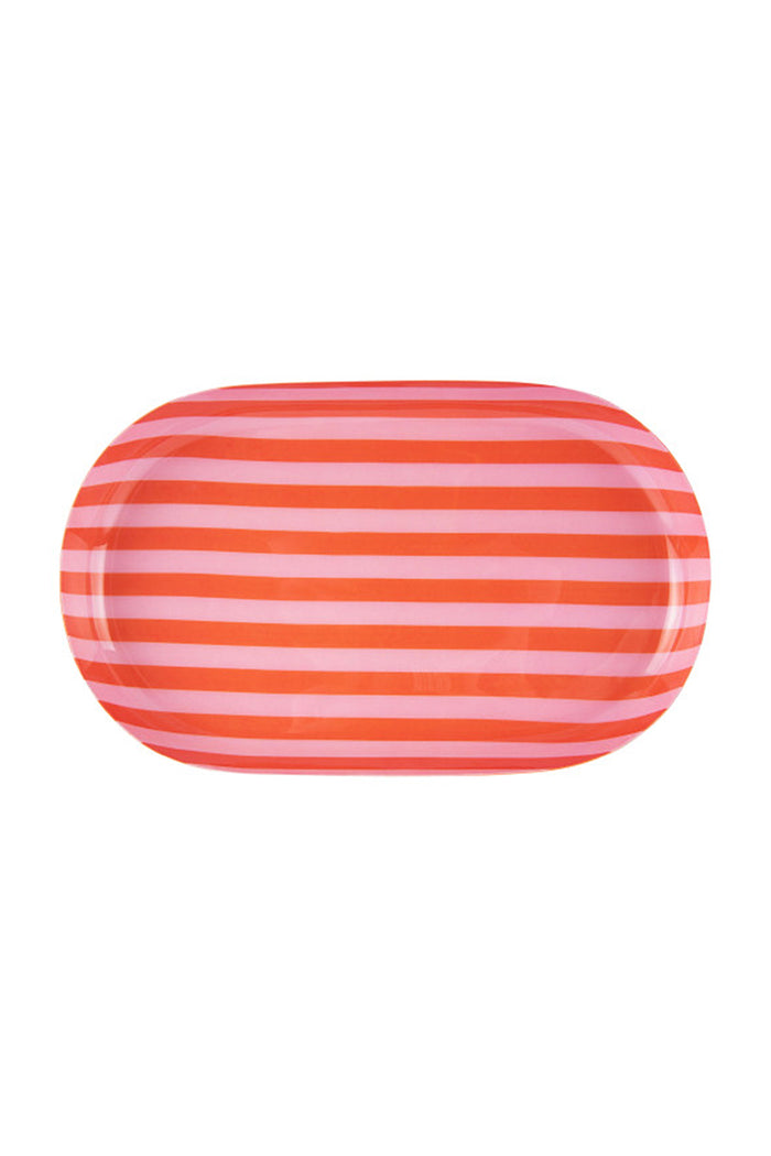 Orange + Pink Striped Summer Tray - Small