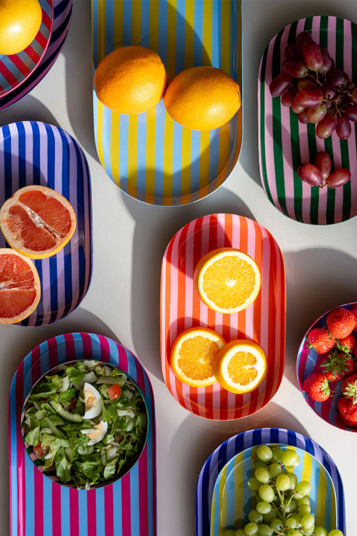 Orange + Pink Striped Summer Tray - Small