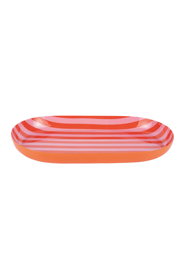 Orange + Pink Striped Summer Tray - Small