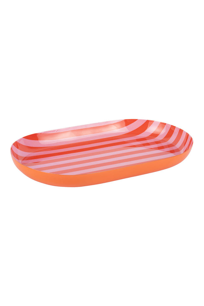 Orange + Pink Striped Summer Tray - Small