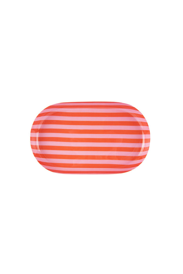 Orange + Pink Striped Summer Tray - Small