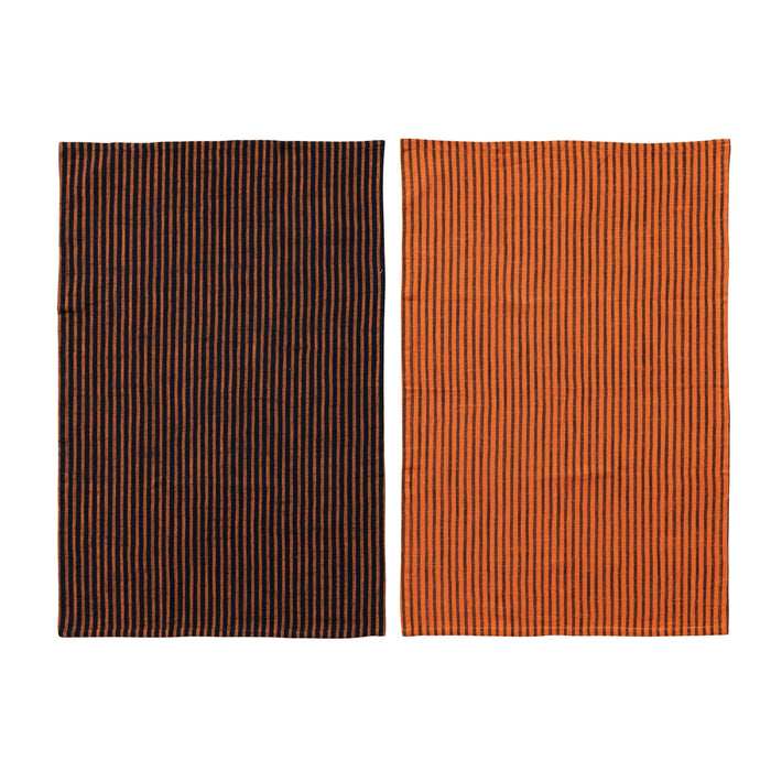 Orange/Black Striped Tea Towel