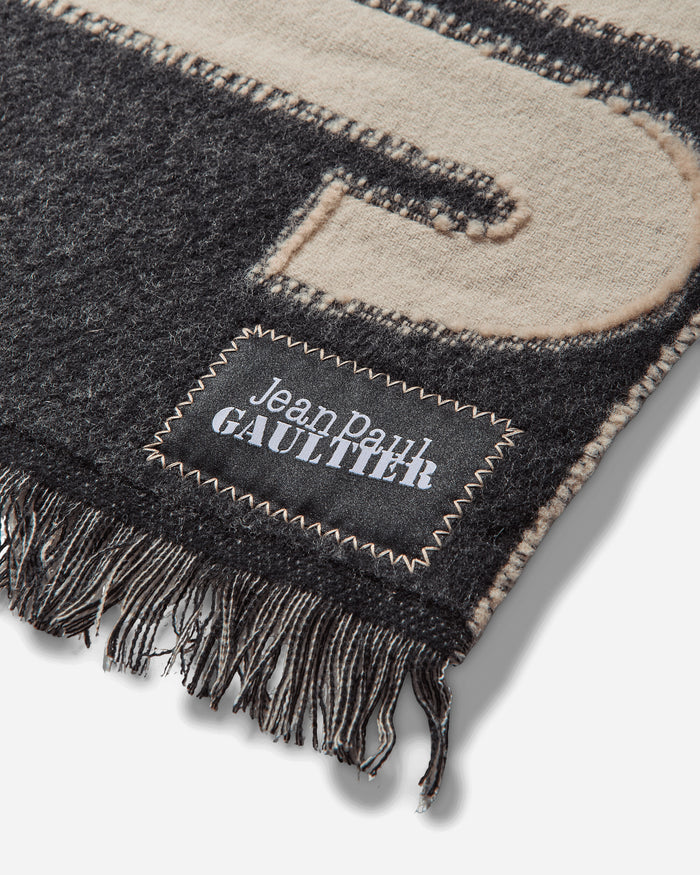 Jean Paul Gaultier Wmns Logo Scarf Ecru/Black Gloves and Scarves Scarves and Warmneck 2503UAC016W026 0300