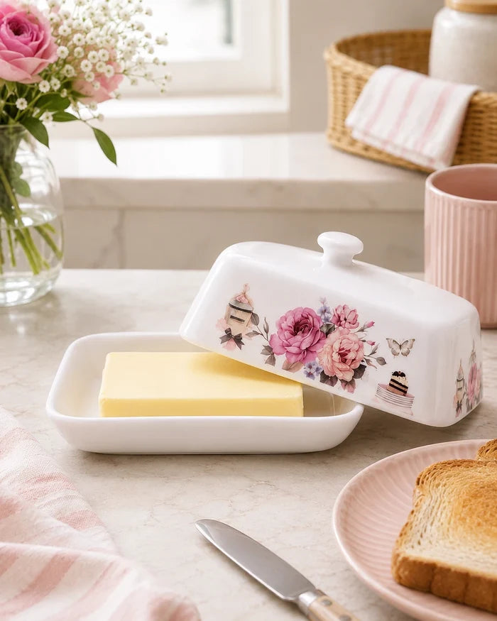 Parisian Rose Café Butter Dish