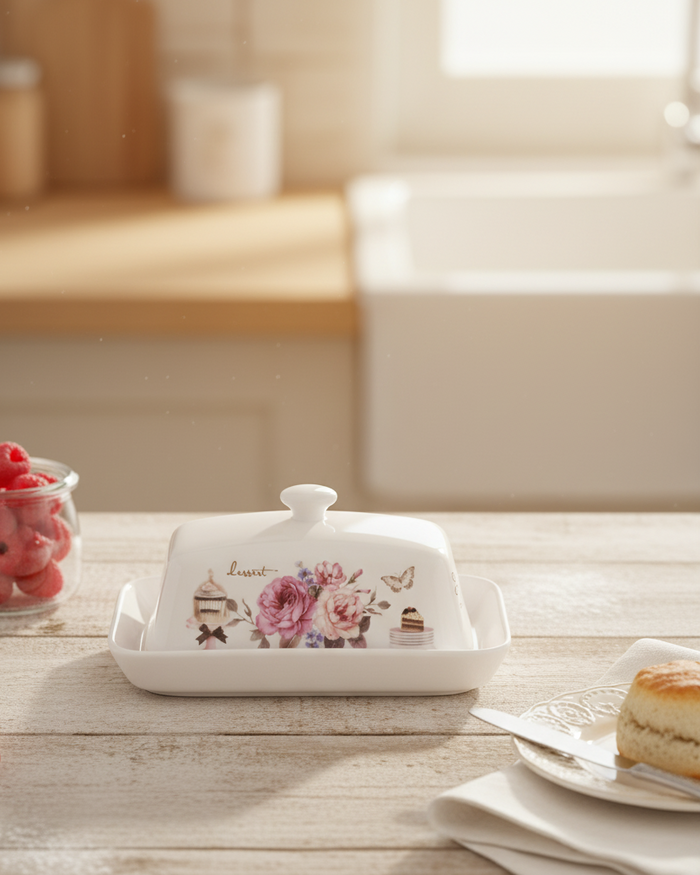 Parisian Rose Café Butter Dish