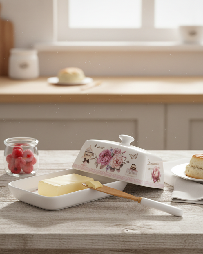 Parisian Rose Café Butter Dish