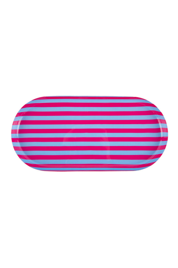 Pink + Blue Striped Summer Tray - Large